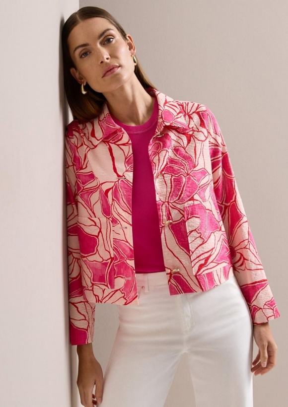 s.Oliver Strukturierte Jacke mit All-over-Print - puder