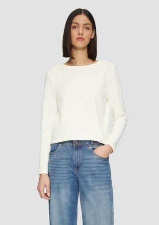 s.Oliver Strukturiertes Sweatshirt mit Rundhalsausschnitt - creme