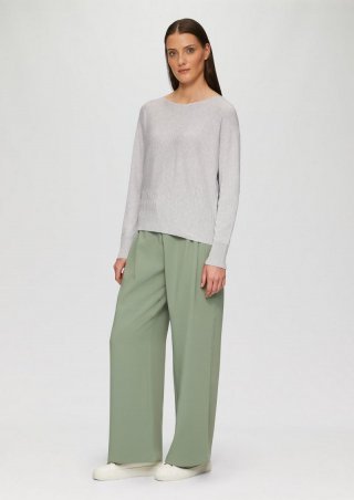 s.Oliver Strickpullover mit Strukturmuster am Saum - taubengrau