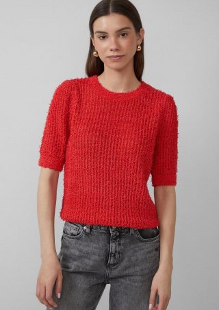 s.Oliver Kurzarmpullover aus Effektgarn - rot
