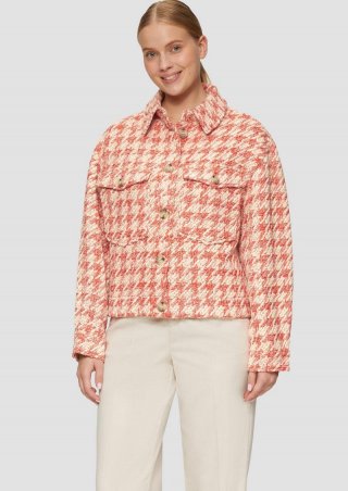 s.Oliver Gemusterte Bouclé-Jacke - orange