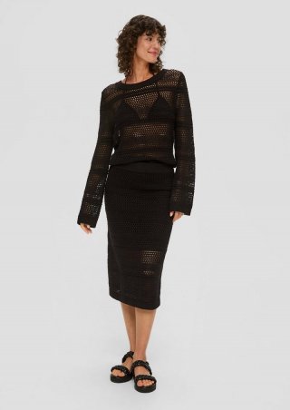 s.Oliver Mini-Rock mit Strickmuster - schwarz