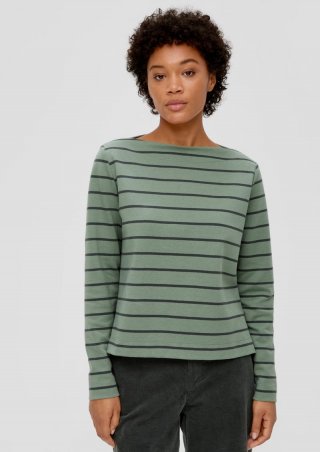 s.Oliver Longsleeve aus Baumwollstretch - salbeigrün