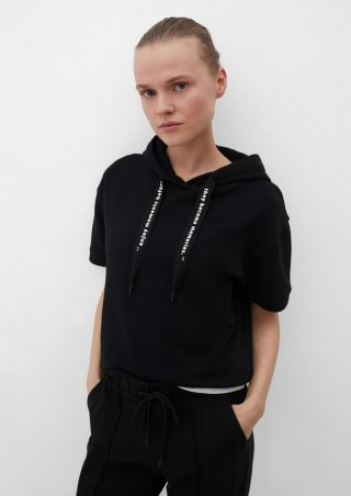 s.Oliver Kapuzensweatshirt mit kurzem Ärmel - schwarz