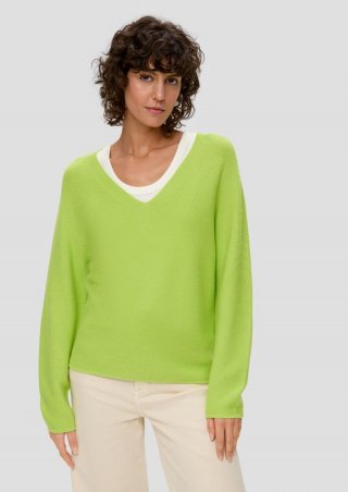 s.Oliver Pullover mit V-Ausschnitt - limettengrün