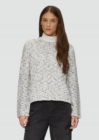 s.Oliver Melierter Strickpullover mit weiten Ärmeln - dunkelgrau