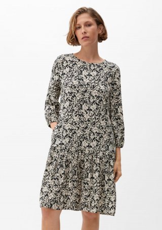 s.Oliver Gemustertes Kleid mit Volant - navy