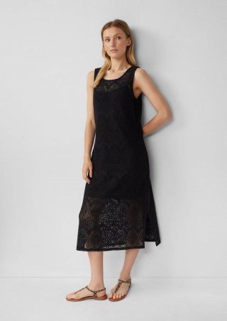 s.Oliver Häkel-Kleid mit Jerseyfutter - schwarz