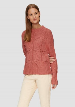 s.Oliver Zopfstrickpullover im Relaxed Fit - papaya