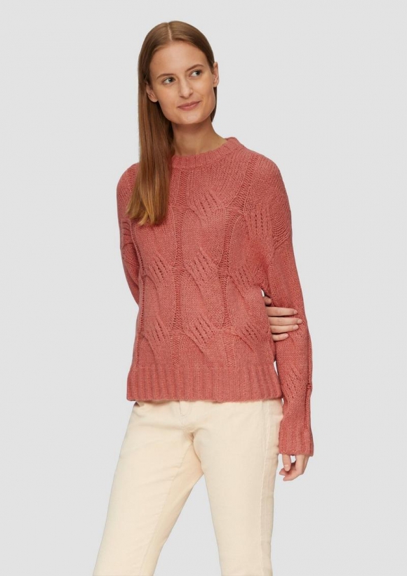 s.Oliver Zopfstrickpullover im Relaxed Fit - papaya
