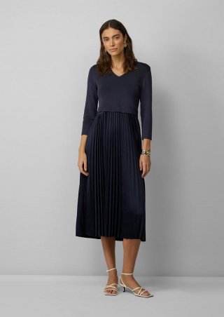 s.Oliver Midikleid mit plissiertem Rock - navy