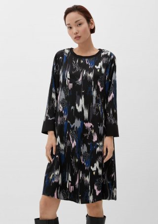 s.Oliver Midikleid mit Allover-Muster - schwarz