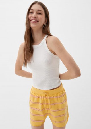 s.Oliver Relaxed: Gestreifte Shorts aus Baumwollstretch - zitrone