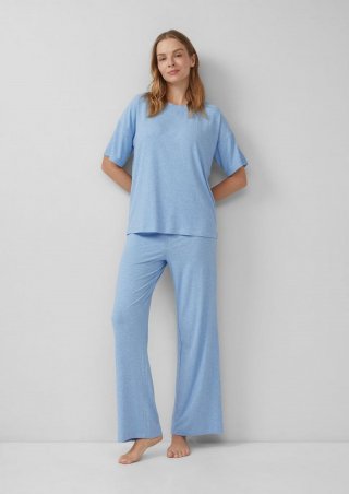 s.Oliver Pyjama-Hose aus Modalmix mit Rippstruktur - hellblau