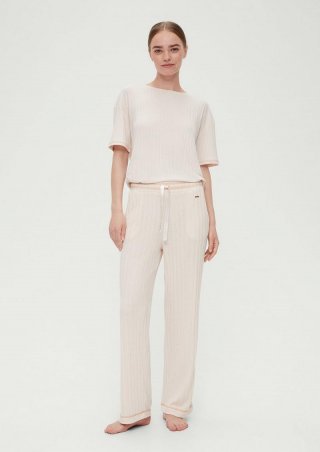 s.Oliver Pyjamahose aus Rippware - helles beige