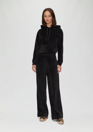s.Oliver Wide-Leg-Hose aus Jersey in Cord-Optik - schwarz