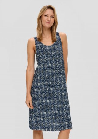 s.Oliver Plissiertes Jersey-Kleid im Relaxed Fit - tiefblau