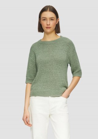 s.Oliver Strickpullover aus Bändchengarn mit 3/4-Ärmeln - salbeigrün