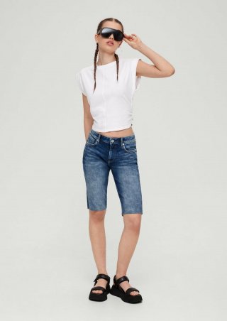 s.Oliver Bermuda-Jeans Catie / Slim Fit / Mid Rise / Slim Leg - ozeanblau