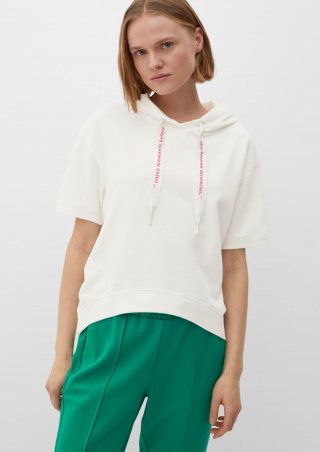 s.Oliver Kapuzensweatshirt mit kurzem Ärmel - ecru