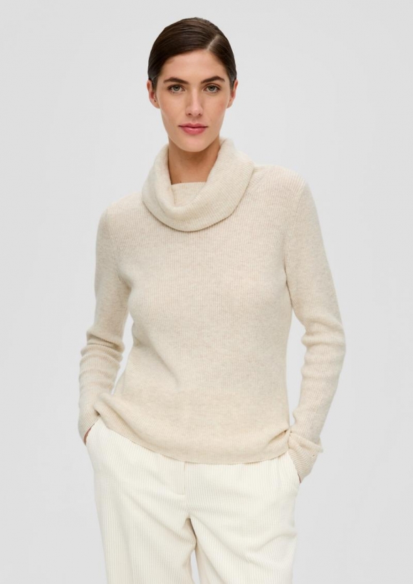 s.Oliver Strickpullover mit Turtleneck - ecru