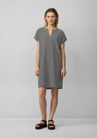 s.Oliver Gestreiftes Kurzkleid aus Jacquard im Relaxed Fit - schwarz