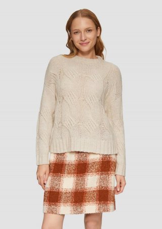 s.Oliver Zopfstrickpullover im Relaxed Fit - beige