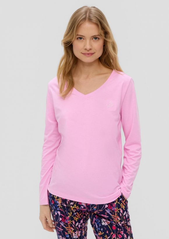 s.Oliver Loungewear Sweatshirt mit Stickerei-Detail - pink