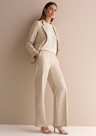 s.Oliver Melierte Straight-Leg-Hose aus Baumwollmix - helles beige
