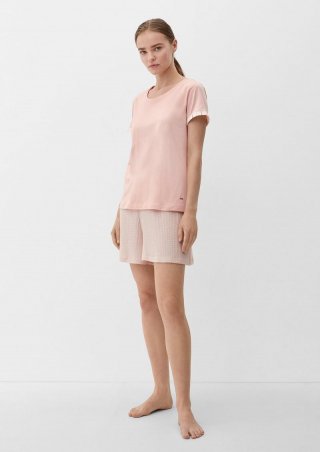 s.Oliver Pyjama-Shirt mit fixiertem Armumschlag - hellorange