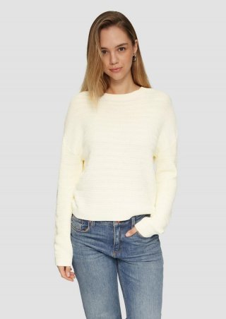 s.Oliver Baumwollmix-Pullover mit Strukturmuster - ecru
