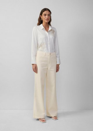 s.Oliver Jeans Suri / Regular Fit / High Rise / Wide Leg / Strukturmuster - ecru