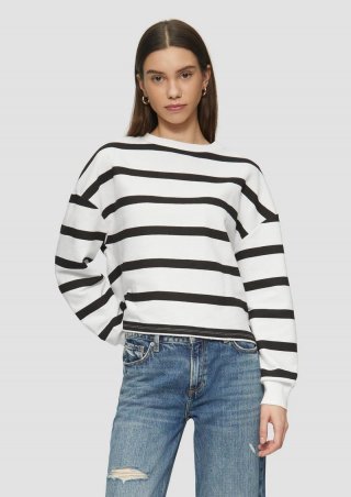s.Oliver Sweatshirt mit Streifen und überschnittener Schulter - schwarz