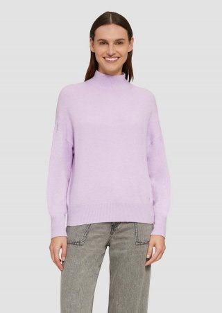 s.Oliver Strickpullover im Relaxed Fit mit Stehkragen - lavendel