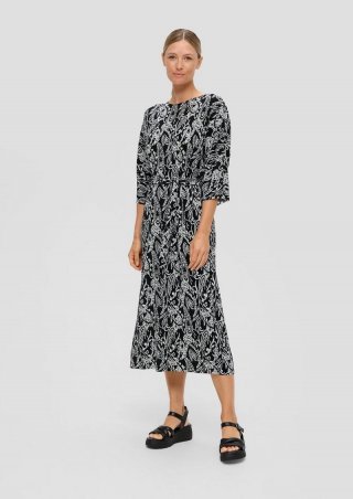 s.Oliver Midi-Kleid mit Plisseefalten - schwarz