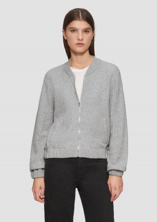 s.Oliver Sweatblouson mit Piqué-Struktur und Glitzereffekt - grau meliert