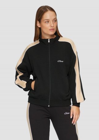 s.Oliver Sweatjacke mit Seitenstreifen - schwarz