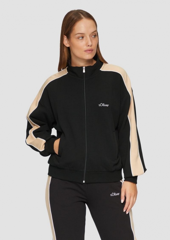 s.Oliver Sweatjacke mit Seitenstreifen - schwarz