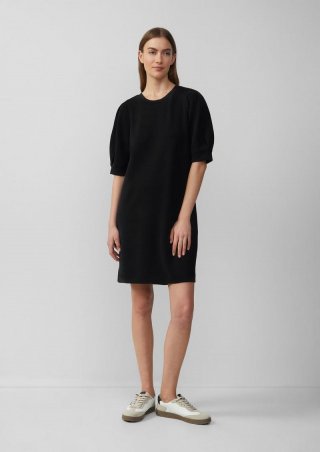 s.Oliver Kurzes Scuba-Kleid mit Puffärmeln - schwarz
