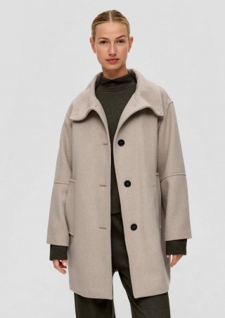 s.Oliver Twill-Mantel aus Wollmix - sandfarben
