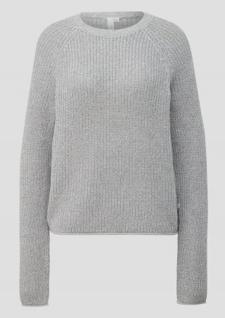 s.Oliver Melierter Strickpullover mit Raglanärmeln - grau meliert