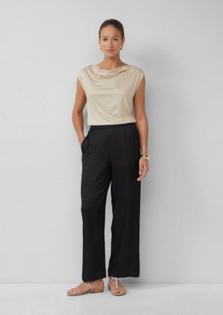 s.Oliver Fließende Wide-Leg-Hose aus Satin - schwarz