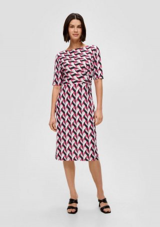 s.Oliver Midikleid mit All-over-Print - schwarz