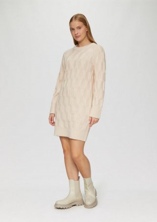 s.Oliver Kleid mit Strickmuster - beige