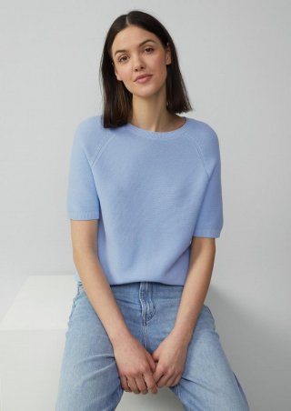 s.Oliver Strickpullover mit feiner Rippstruktur - hellblau
