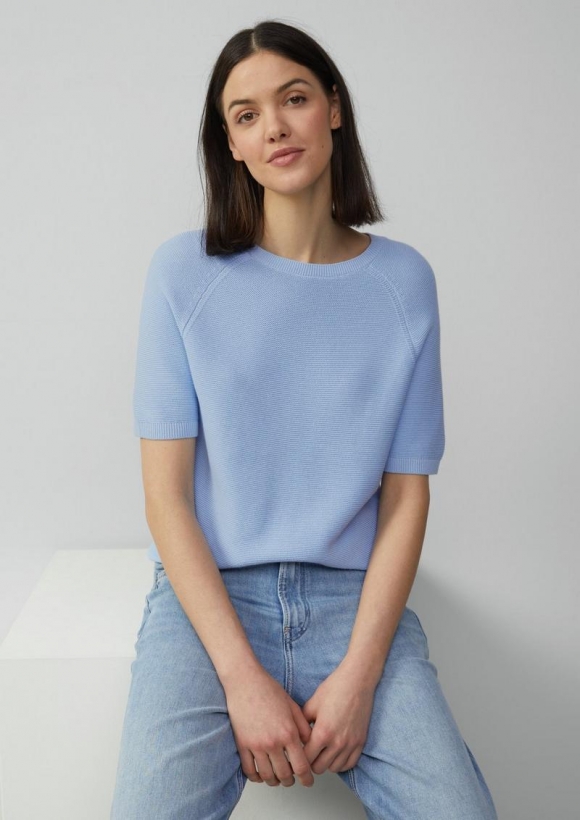 s.Oliver Strickpullover mit feiner Rippstruktur - hellblau