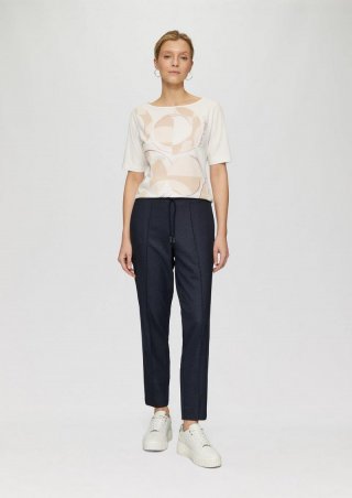 s.Oliver Fein gepunktete Jogpants mit Tapered Leg - navy