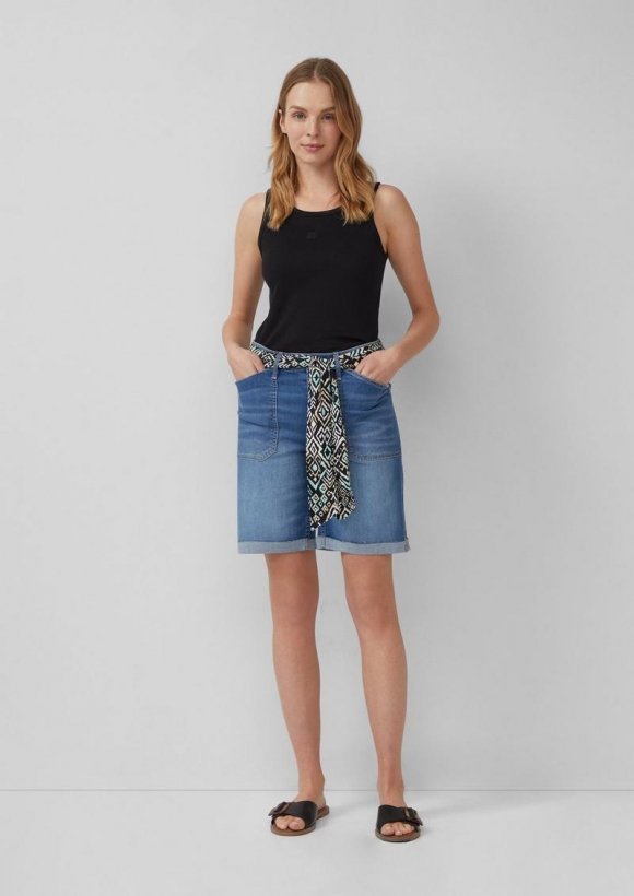 s.Oliver Jeans-Bermuda Karolin / Regular Fit / Mid Rise / Bindegürtel - dunkelblau