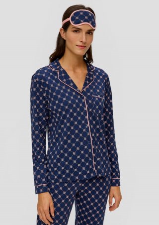 s.Oliver Langes Pyjama-Set mit Schlafmaske - tiefblau