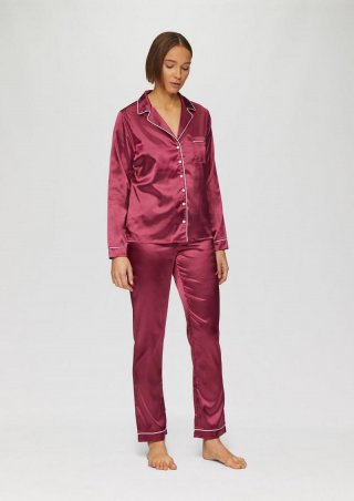 s.Oliver Pyjama in Satin-Optik mit zusätzlicher Schlafmaske - bordeaux
